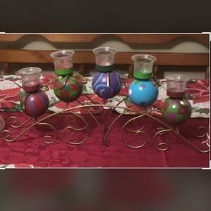 Christmas Holiday Tea-light / Glass Votive Brass Candle Holder